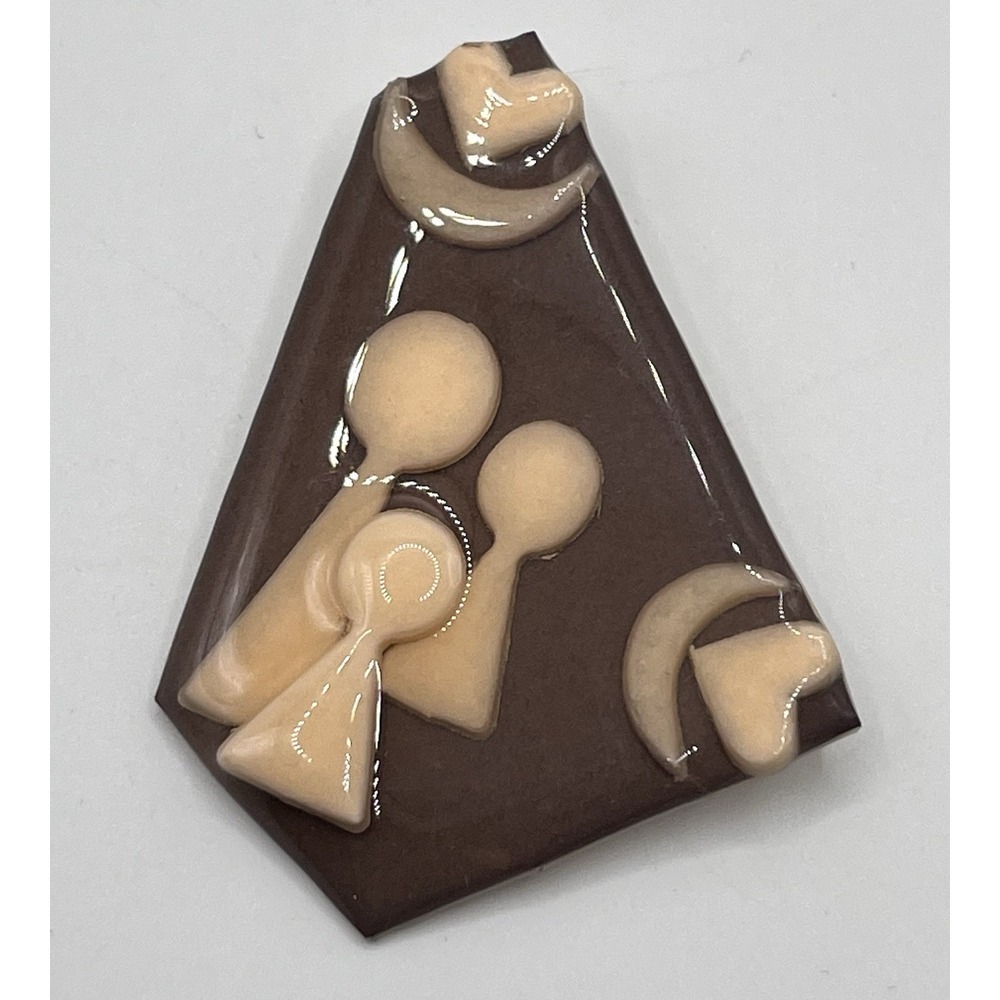 LUCINDA PIN/BROOCH "People" Earth Tones Hearts Moons
